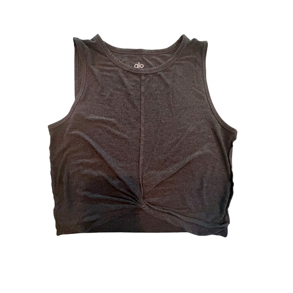 Alo Sleeveless Shirt/Tank Top Grey Size Small Twist Front